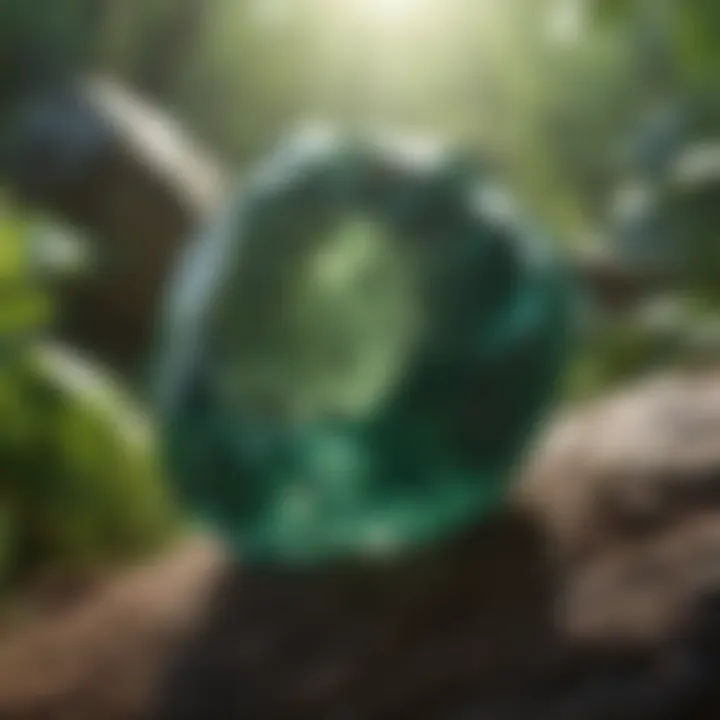Mystical Green Gemstone in Natural Setting