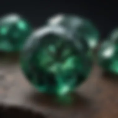 Ethereal glow of dark green gemstone