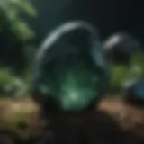 Moonlit Mystery of Dark Green Stone Enigmatic dark green stone in moonlight