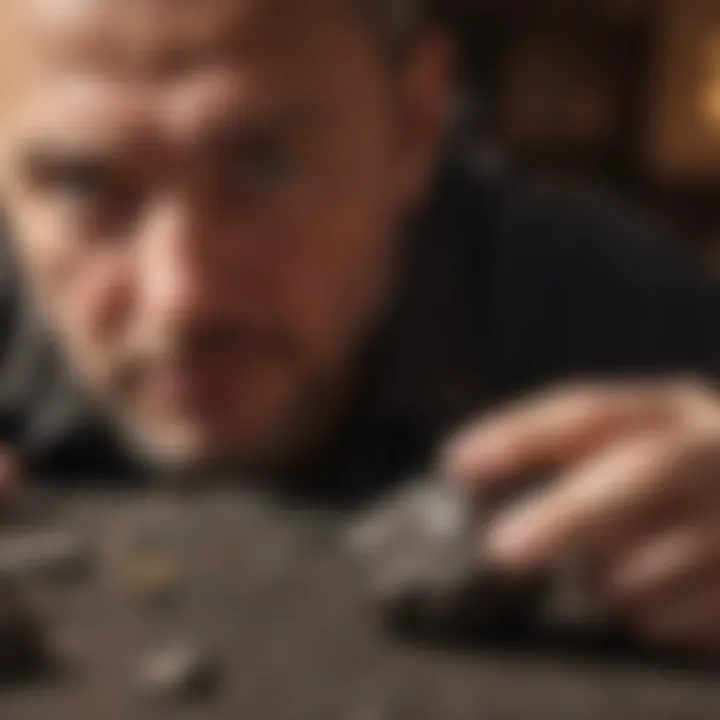 Expert examining a meteorite for authenticity