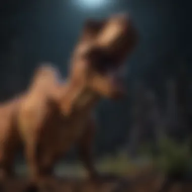 Enigmatic glow surrounding the night light dinosaur