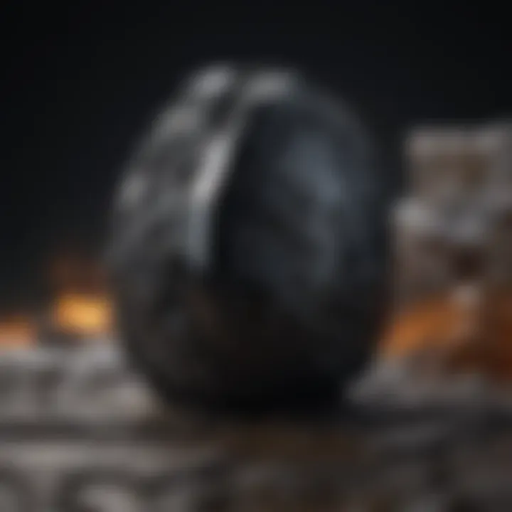 Ancient artifact made from black obsidian rock