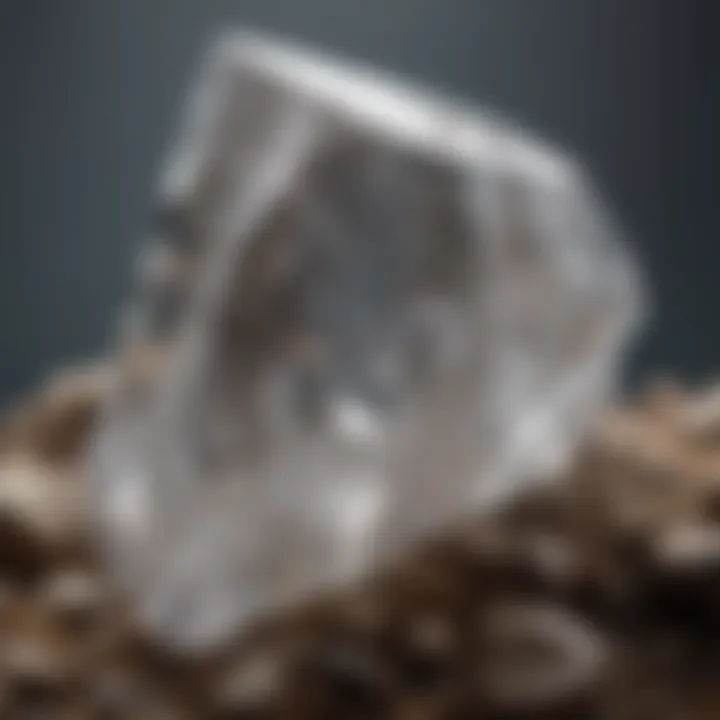 A close-up of a clear quartz crystal highlighting its clarity and facets