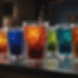 Elegant tumbler display at a craft show with vibrant colors
