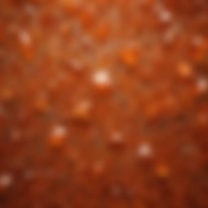 Orange crystal collection displayed in a museum