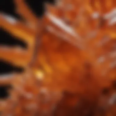 Orange crystal formation under microscope
