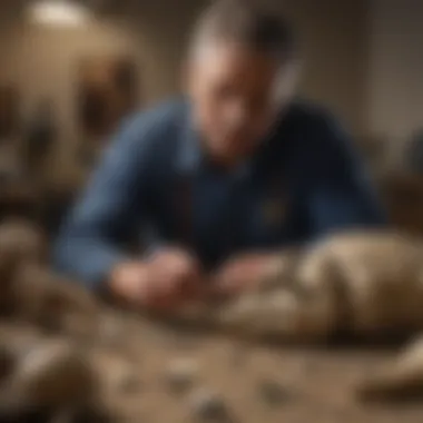 Paleontologist Examining Fossil Specimen