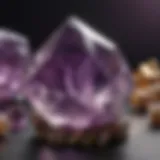 A vibrant amethyst crystal reflecting light in various angles.