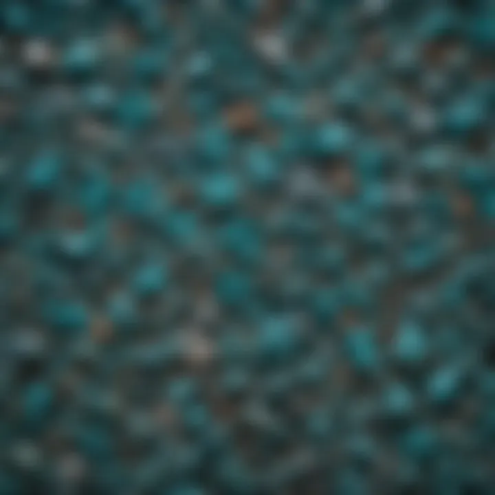 Turquoise chips delicately preserved in a collector's display