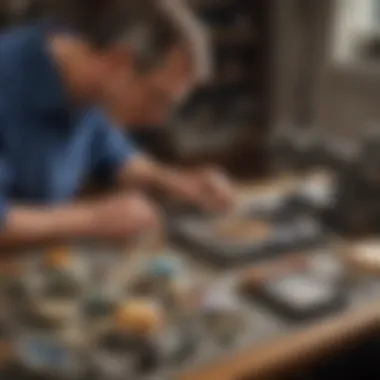 Person inspecting the quality of a pre-owned lapidary machine