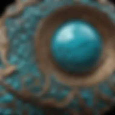 Turquoise gemstone under magnified view for quality assessment