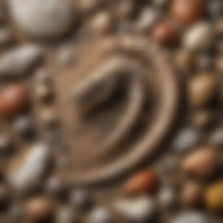 Ancient Raptor Claw Fossil resting on a Bed of Ammonite Shells