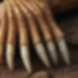 Close-up of a raptor claw showcasing intricate details and structure