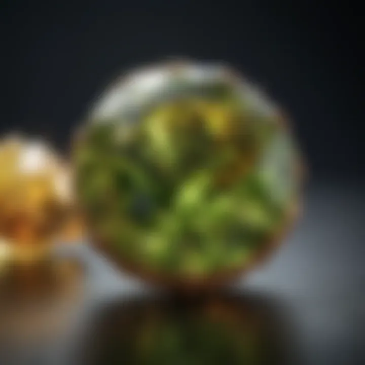 An exquisite example of a rare green garnet, highlighting its rich color and spark.