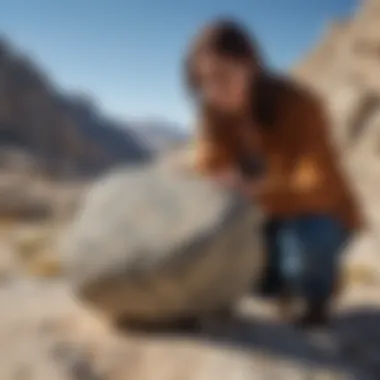 Collector admiring a rare granite specimen, embodying the allure of granite in collecting circles