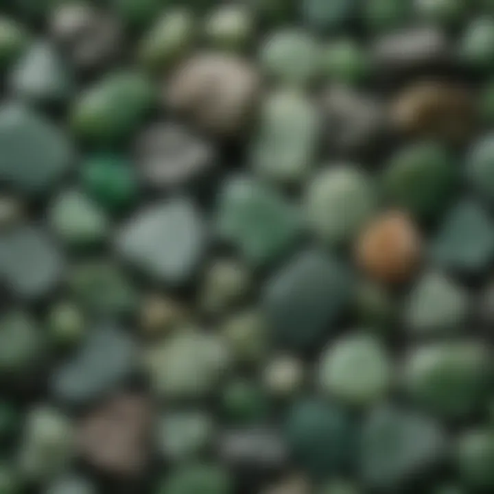 Comparative image showing different types of raw jade