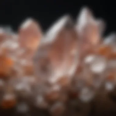 Sparkling quartz crystals on display