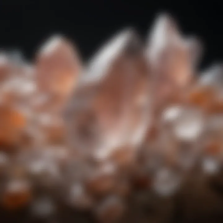 Sparkling quartz crystals on display