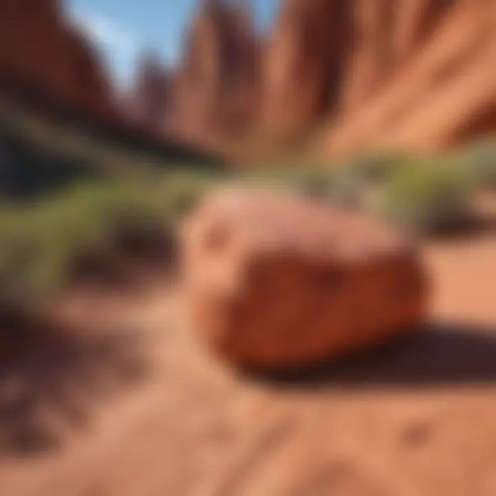 Vibrant Red Rock Formation in Desert Canyon