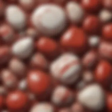 Dynamic Evolution of Red and White Stone Evolving formations in shades of red and white