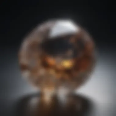 A close-up of a clear gemstone reflecting light beautifully