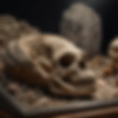 Close-up of Riker display case with fossils