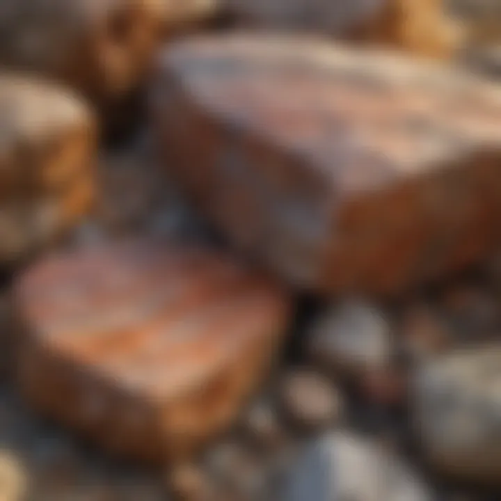 An illustration of metamorphic rocks revealing their unique texture and mineral composition.