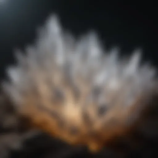 Ethereal glow of selenite crystal under moonlight