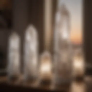 Selenite Towers in Modern Decor Selenite tower lights as a centerpiece in a modern decor setting