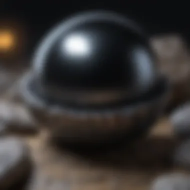 Rare Black Pearl Embedded in Stone Shimmering Black Pearl in Rock