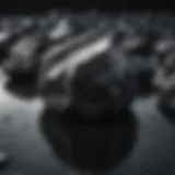 Close-up of shiny black mineral with reflective surfaces
