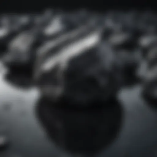 Close-up of shiny black mineral with reflective surfaces