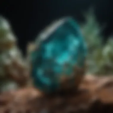 Unique dioptase specimen under specialized lighting