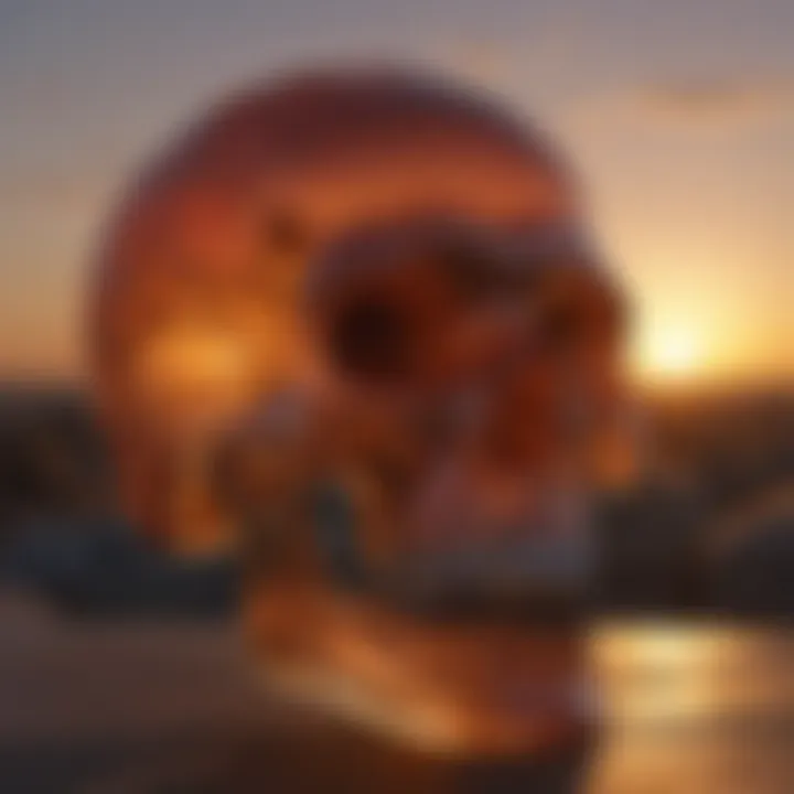 Crystal Skull Silhouetted Against Sunset