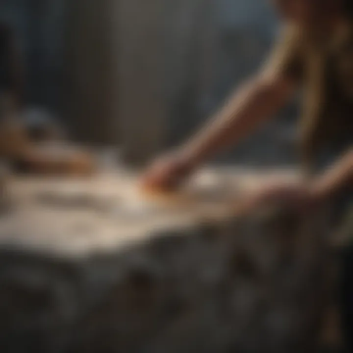 Safe cutting techniques demonstrated on a rock slab
