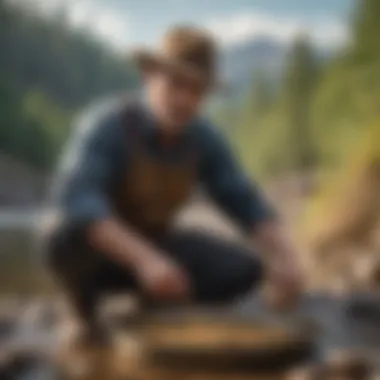 A careful demonstration of the gold panning technique