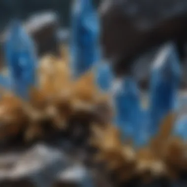 Blue Crystals in Their Natural Geological Habitat Natural environment showcasing blue crystals in their geological setting