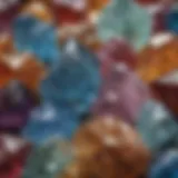 A close-up of various free crystals showcasing their unique colors and textures.