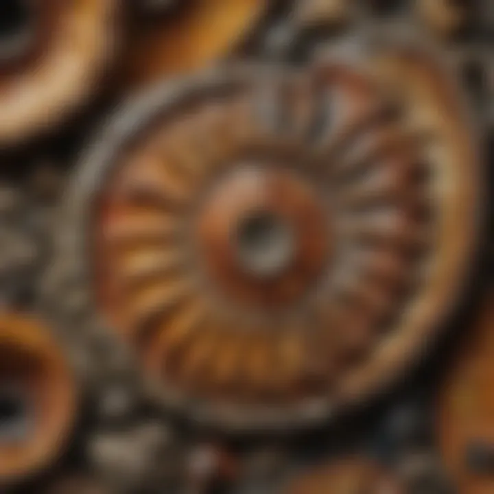 Geological cross-section revealing ammonite fossil formation