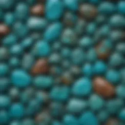 Close-up view of polished turquoise stones showcasing their vibrant colors and patterns