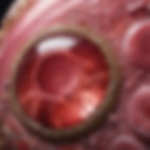 A close-up view of a polished rhodochrosite gemstone showcasing its vibrant pink hues and unique banding patterns.