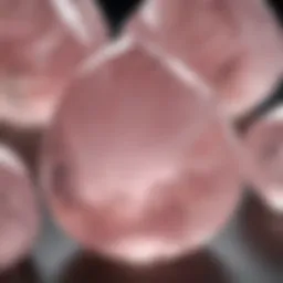 Close-up view of polished rose quartz revealing its translucent beauty