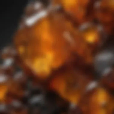 Intriguing Inclusions in Amber A close-up of amber with inclusions showcasing its geological beauty