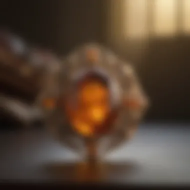 Elegant Amber Jewelry An elegant jewelry piece made from amber shining under soft light
