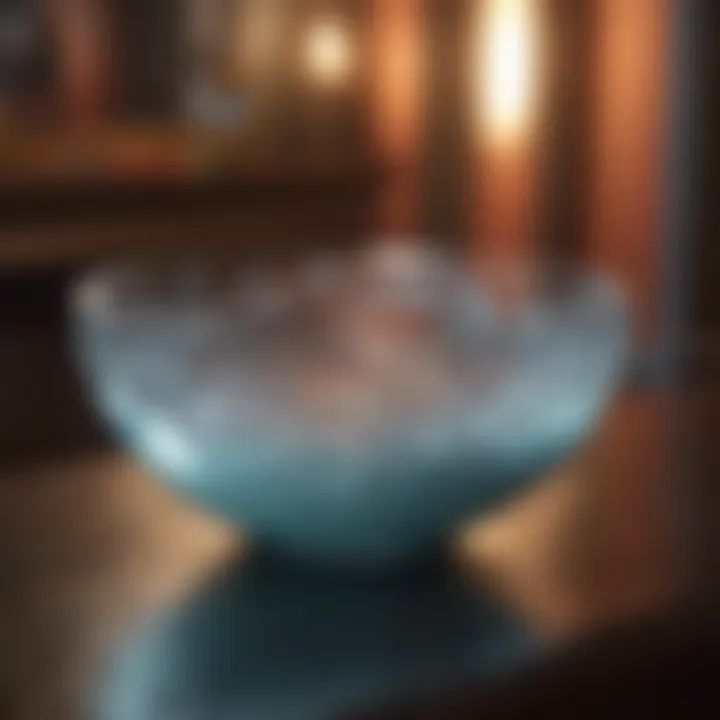 Ethereal aura surrounding a crystal cleansing bowl