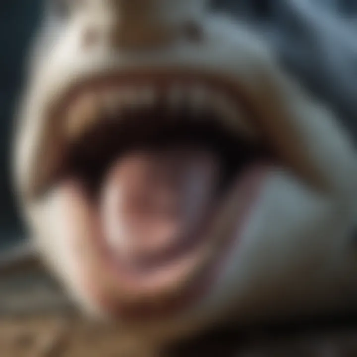 Close-up of a great white shark showcasing its formidable teeth