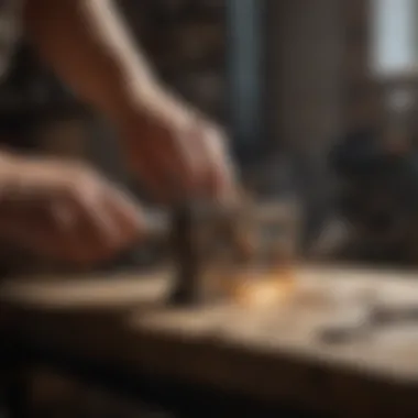 Craftsmanship in Action with a Jewelry Saw An artisan skillfully using a jewelry saw on a piece of metal