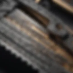 Close-up view of a jewelry saw with fine blades and intricate details