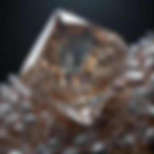 A close-up of a diamond crystal showcasing its unique crystalline structure