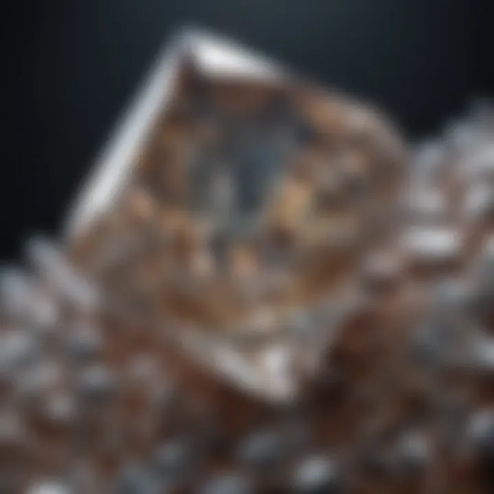 A close-up of a diamond crystal showcasing its unique crystalline structure